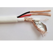 Коаксиальный кабель КВК белого цвета 2 жилы питания, 0,75 мм (КВК В 2х0,75)